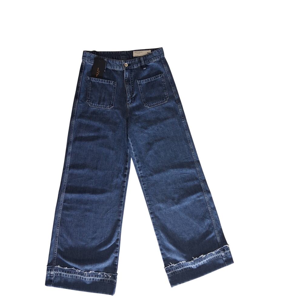 NWT Rag & Bone Melina Wide-Leg Patch Pocket Jeans Newnan Sz 26